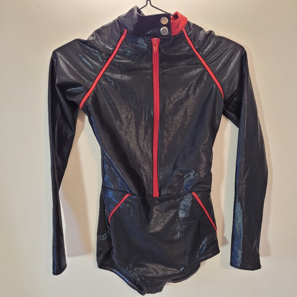 Tenth House Black and Red Women's Bodysuit Dancer's Leotard Open Back - Xs